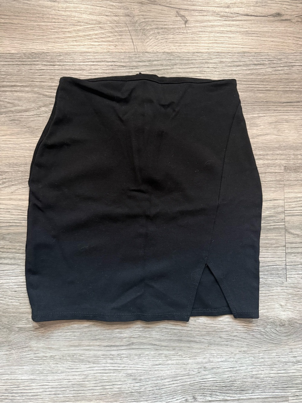 Black Mini Skirt with Front Slit